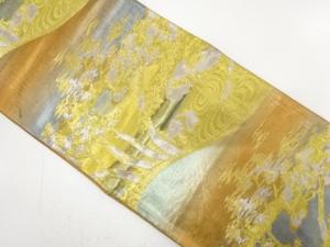 アンティーク 樹木に水辺風景模様織り出し袋帯(着用可)